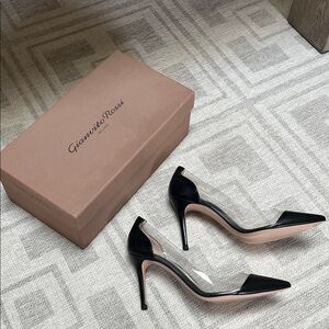 Gianvito Rossi Black Pointed PVC-Panel Stiletto Pumps